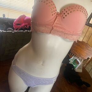 Pink and White Lace Women's Intimate Set